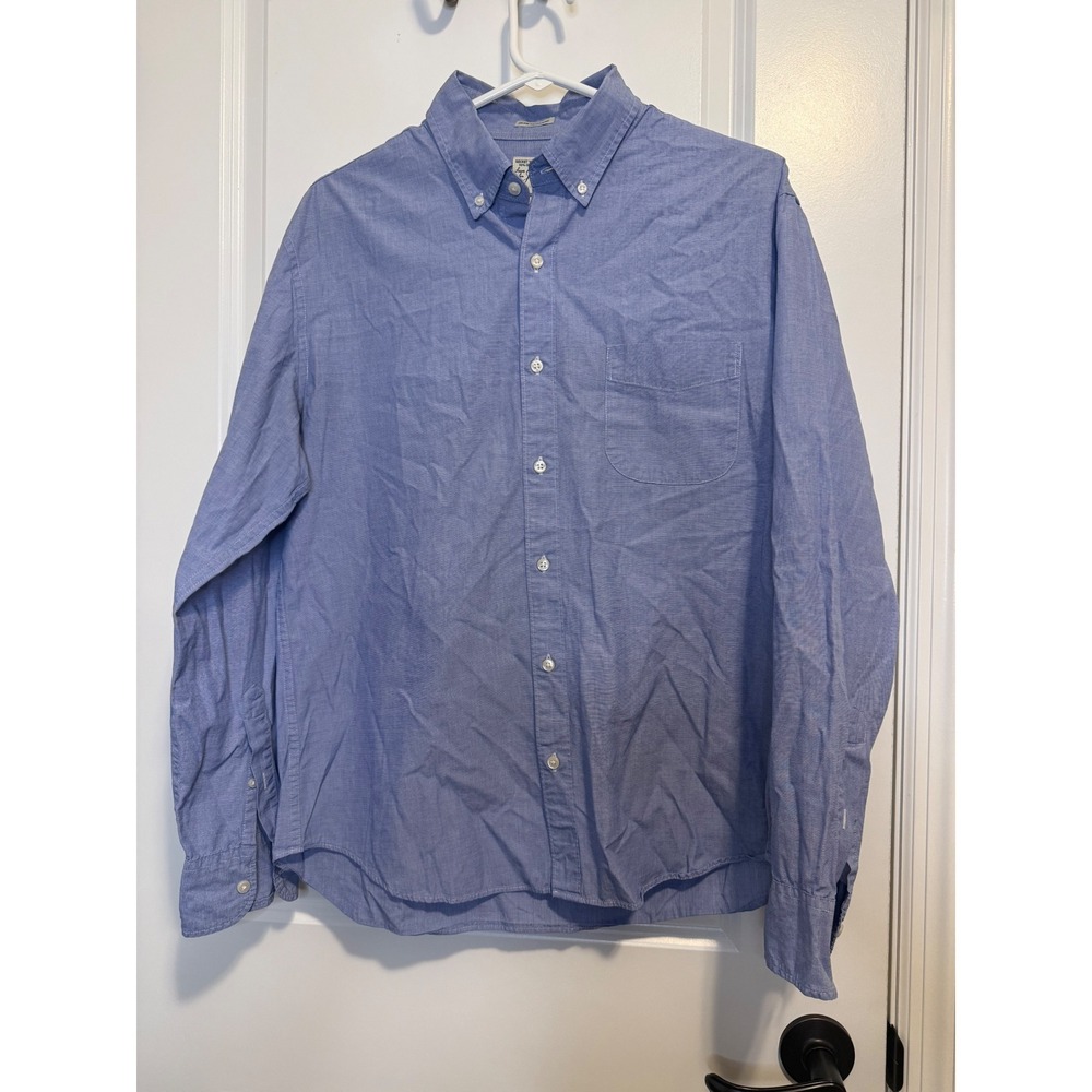 J.Crew Button Down Organic Cotton Women L Blue Slim Untucked Secret Wash Casual